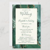 Budget Emerald Green Agate Ivory Wedding Program (Voorkant)