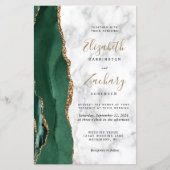 Budget Emerald Green Agate Marble QR Code Wedding (Voorkant)