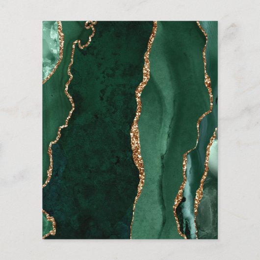 Budget Emerald Green Agate Marmeren Trouwmenu (Achterkant)