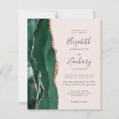 Budget Emerald Green Agate Roos Gold Blush Wedding (Voorkant)