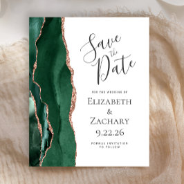 Budget Emerald Green Agate Roos Gold Save the Date