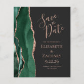 Budget Emerald Green Agate Roos Gold Save the Date (Voorkant)