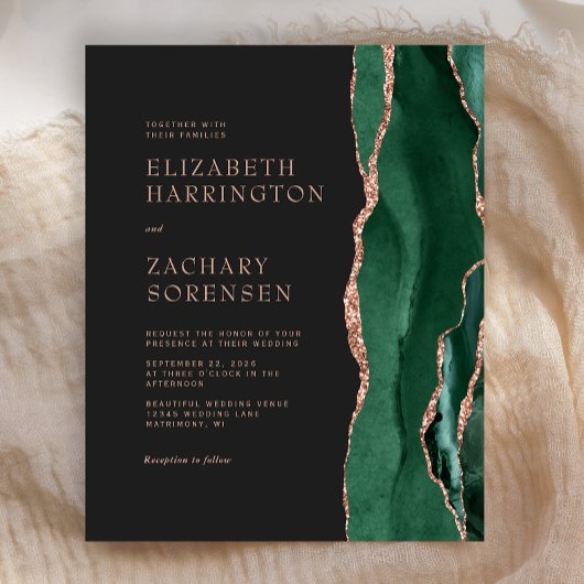 Budget Emerald Green Agate Roos Gold Wedding