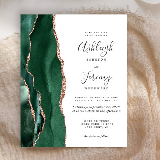 Budget Emerald Green Agate Roos Gold Wedding