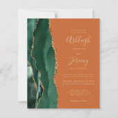 Budget Emerald Green Agate Rust bruiloft uitnodigi (Voorkant)
