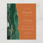 Budget Emerald Green Agate Rust bruiloft uitnodigi (Voorkant)