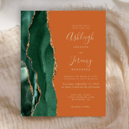 Budget Emerald Green Agate Rust bruiloft uitnodigi