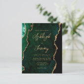 Budget Emerald Green Agate Script Wedding Invite (Staand voorkant)