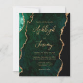 Budget Emerald Green Agate Script Wedding Invite (Voorkant)