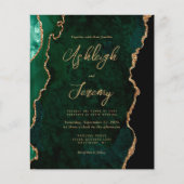 Budget Emerald Green Agate Script Wedding Invite (Voorkant)