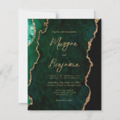 Budget Emerald Green Agate Script Wedding Invite (Voorkant)