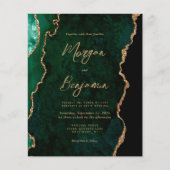 Budget Emerald Green Agate Script Wedding Invite (Voorkant)