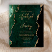 Budget Emerald Green Agate Script Wedding Invite