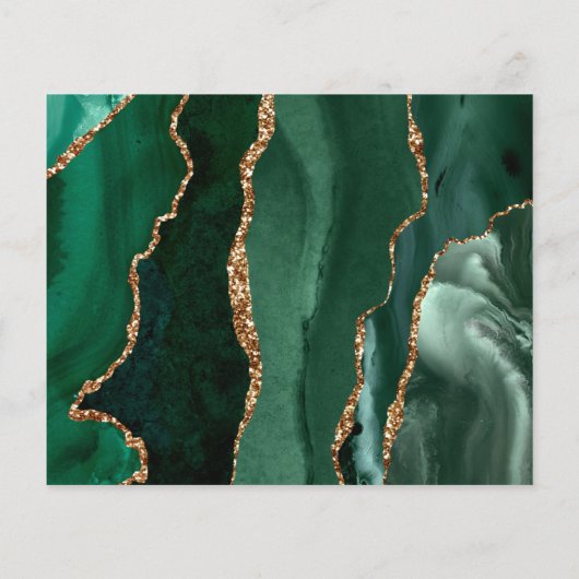 Budget Emerald Green Agate Wedding Save the Date (Achterkant)