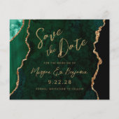 Budget Emerald Green Agate Wedding Save the Date (Voorkant)