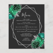 Budget Emerald Green Bloemen Zwart Trouwmenu (Voorkant)