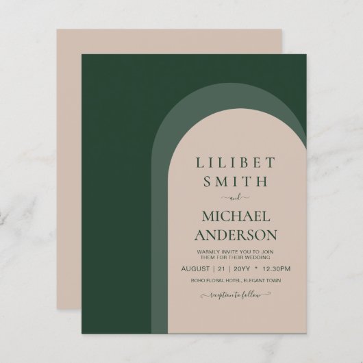 BUDGET Emerald Green Bold Wedding (Voorkant / Achterkant)