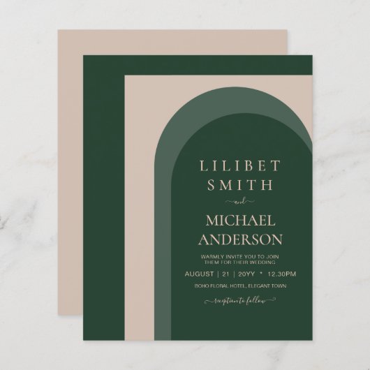 BUDGET Emerald Green Bold Wedding (Voorkant / Achterkant)