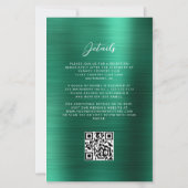 Budget Emerald Green Brushed Metal QR Code Trouwen (Achterkant)