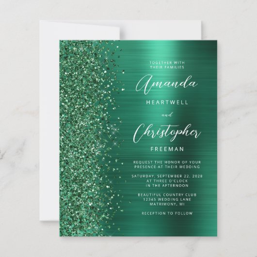 Budget Emerald Green Brushed Metal Wedding (Voorkant)