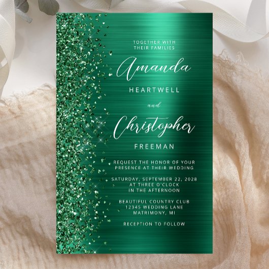 Budget Emerald Green Brushed Metal Wedding