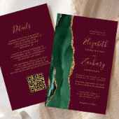 Budget Emerald Green Burgundy QR Code Wedding