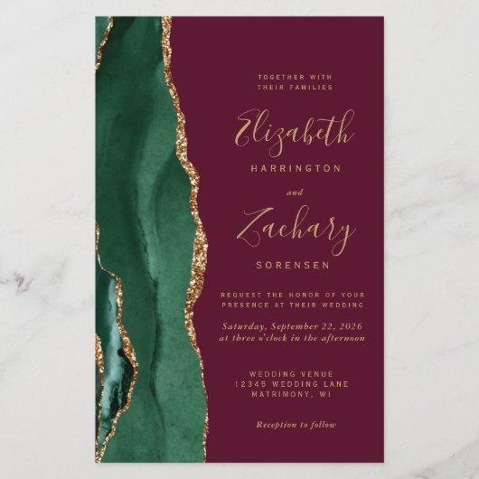 Budget Emerald Green Burgundy QR Code Wedding (Voorkant)