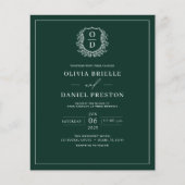 Budget Emerald Green Crest Huwelijksuitnodiging (Voorkant)