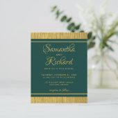 Budget Emerald Green en Gold Photo Wedding Invite (Staand voorkant)