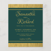 Budget Emerald Green en Gold Photo Wedding Invite (Voorkant)