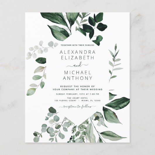 Budget Emerald Green Eucalyptus Weddenschap (Voorkant)