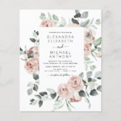 Budget Emerald Green Floral Wedding Invitation (Voorkant)
