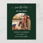 Budget emerald green foto bruiloft Save the Date (Voorkant)