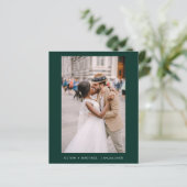 Budget Emerald Green foto bruiloft uitnodiging (Staand voorkant)