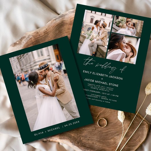 Budget Emerald Green foto bruiloft uitnodiging Flyer