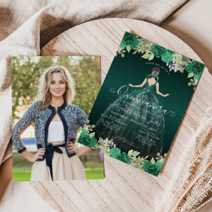 Budget Emerald Green Foto Quinceanera Uitnodiging