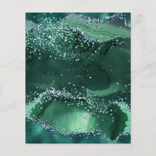 Budget Emerald Green Glitter Arch Wedding Invite (Achterkant)