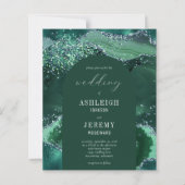 Budget Emerald Green Glitter Arch Wedding Invite (Voorkant)