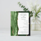 Budget Emerald Green Glitter Wedding Programme (Staand voorkant)