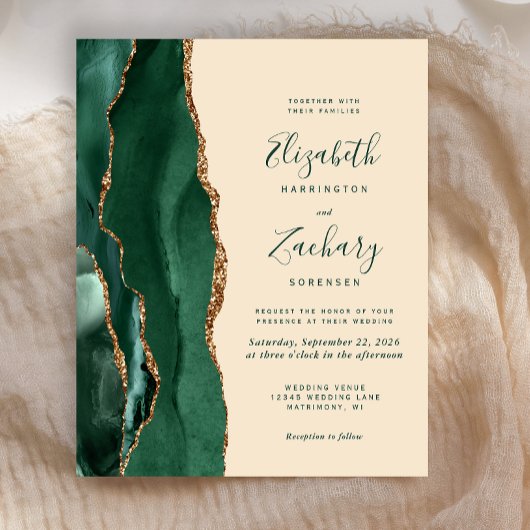 Budget Emerald Green Gold Agate Champagne Trouwen