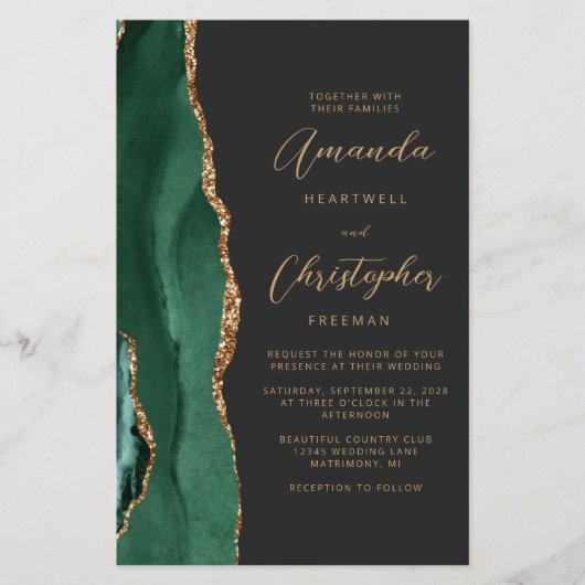 Budget Emerald Green Gold Agate Dark Wedk (Voorkant)