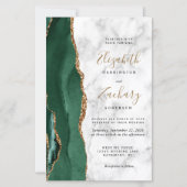 Budget Emerald Green Gold Agate Marble Wedding (Voorkant)
