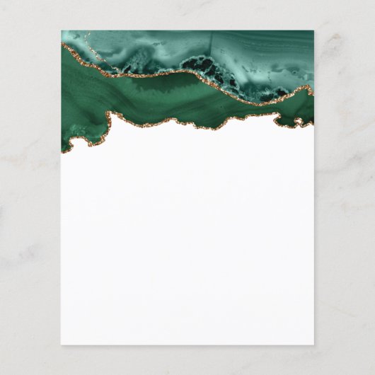 Budget Emerald Green Gold Agate Sweet 16 Uitnodigi (Achterkant)