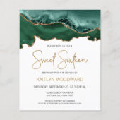 Budget Emerald Green Gold Agate Sweet 16 Uitnodigi (Voorkant)