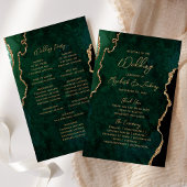 Budget Emerald Green Gold Agate Wedding Program