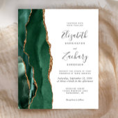 Budget Emerald Green Gold Agate Wedding Uitnodigin