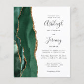 Budget Emerald Green Gold Agate Wedding Uitnodigin (Voorkant)