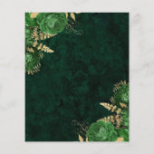 Budget Emerald Green Gold Bloemen Huwelijksuitnodi (Achterkant)