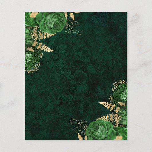 Budget Emerald Green Gold Bloemen Huwelijksuitnodi (Achterkant)