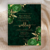 Budget Emerald Green Gold Bloemen Huwelijksuitnodi